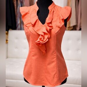 Worthington Coral Ruffle Sleeveless Blouse Top Small